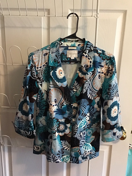 erin london Jackets & Blazers - Erin London Teal,Brown,Black and Blues Floral Jacket